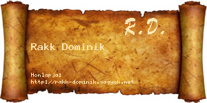 Rakk Dominik névjegykártya